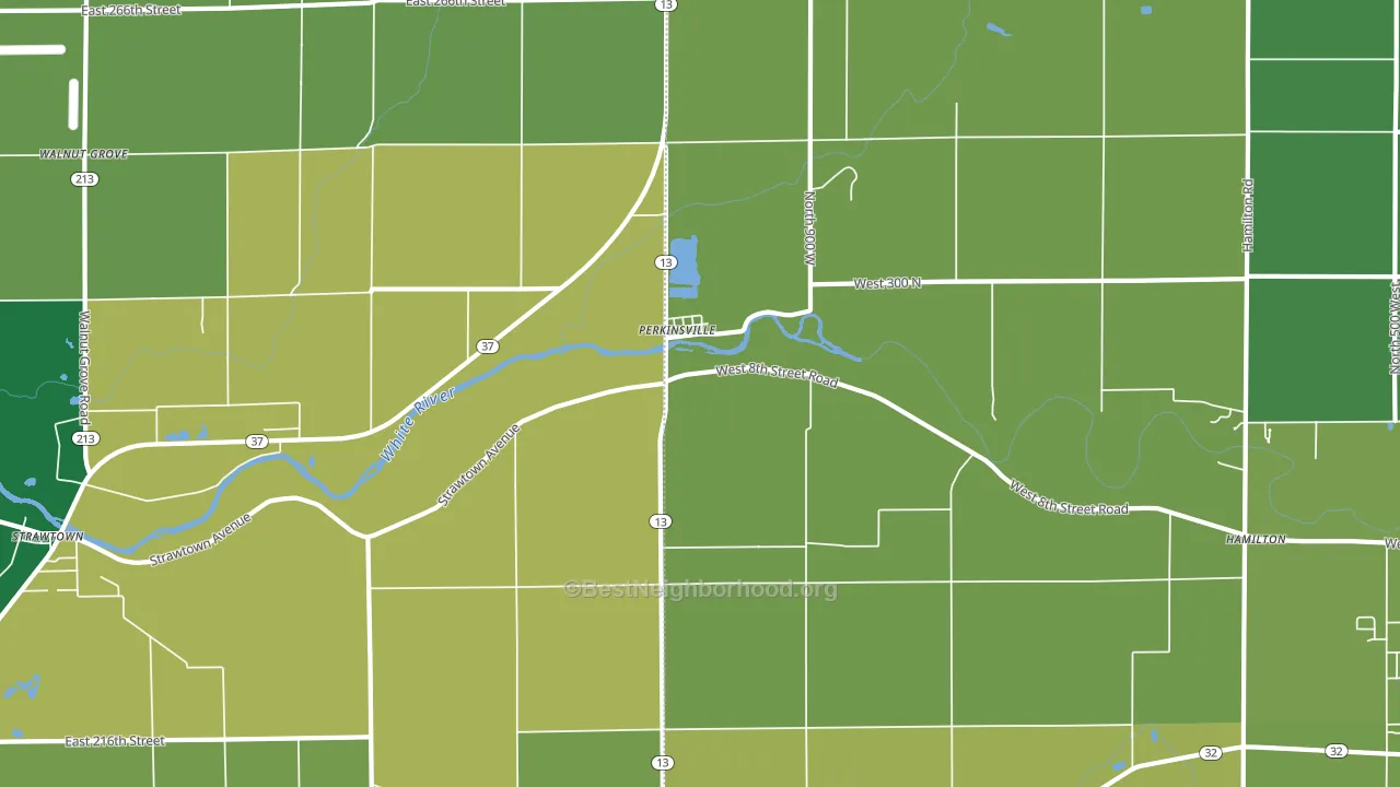 Perkinsville, IN block-group voter-turnout map