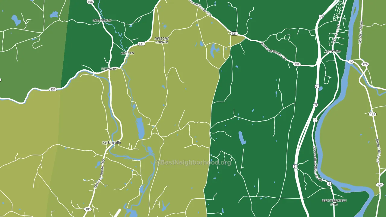 Perkinsville, VT block-group voter-turnout map