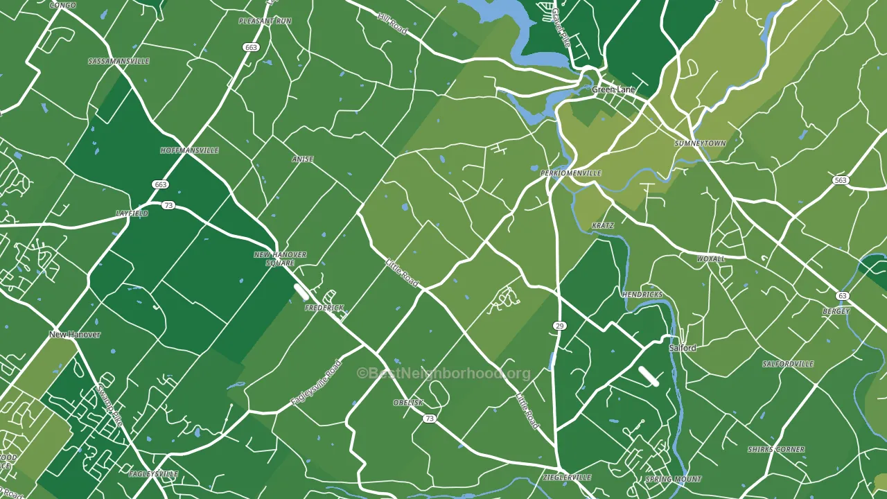 Perkiomenville, PA block-group voter-turnout map