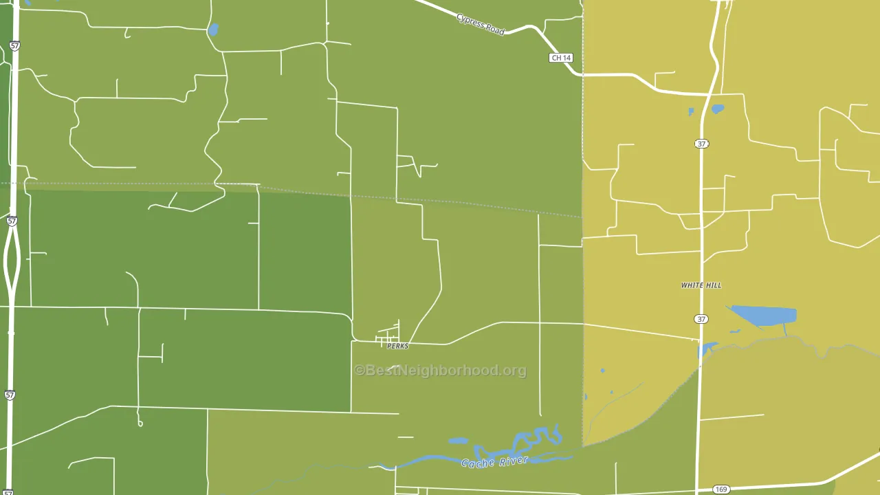 Perks, IL block-group voter-turnout map