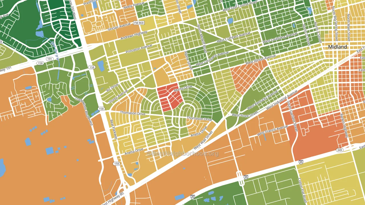 Permian Estates, Midland, TX block-group voter-turnout map