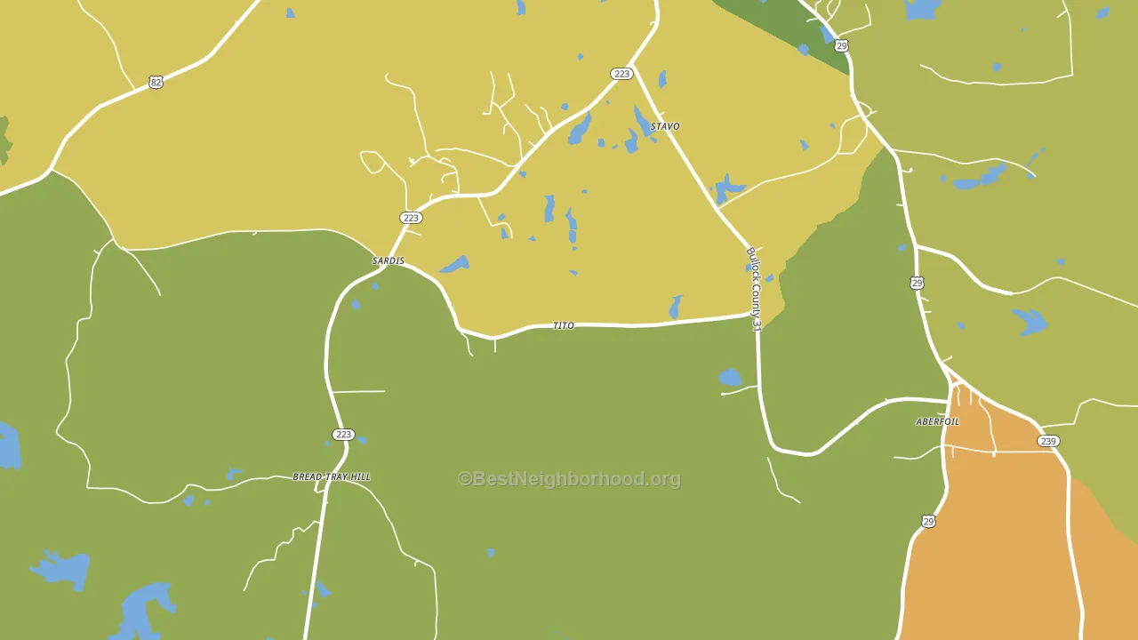 Perote, AL block-group voter-turnout map