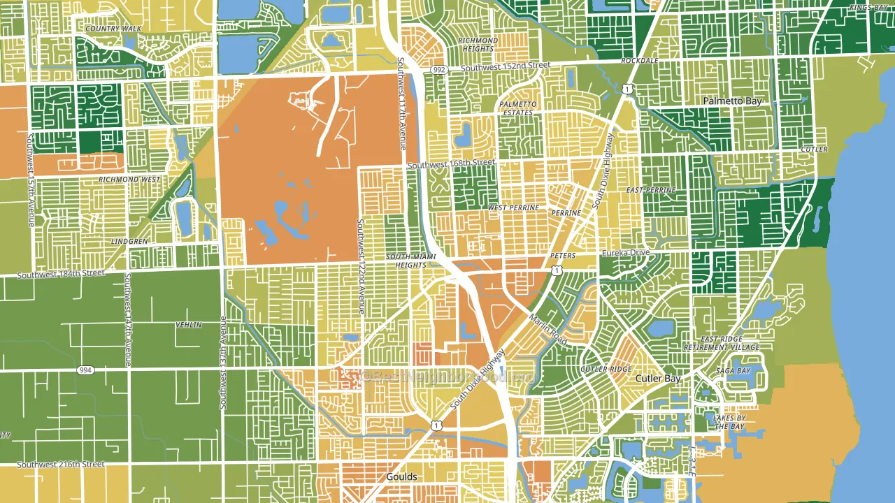 Perrine, FL block-group voter-turnout map