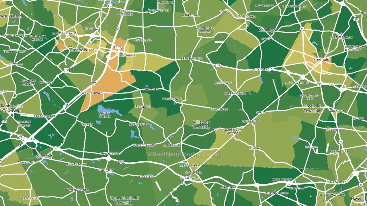 Perrineville, NJ block-group voter-turnout map