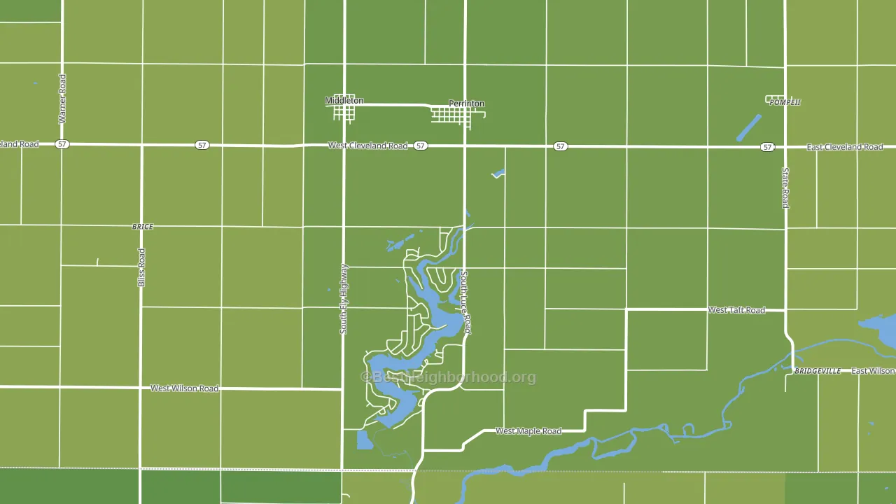 Perrinton, MI block-group voter-turnout map