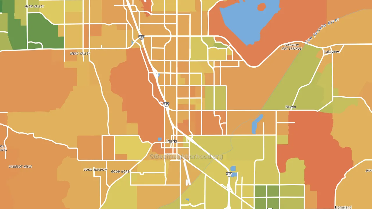 Perris, CA block-group voter-turnout map