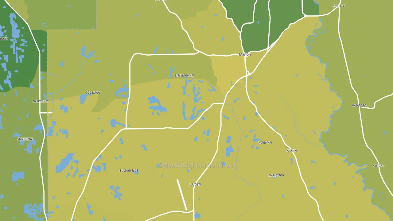Perry County, AL block-group voter-turnout map