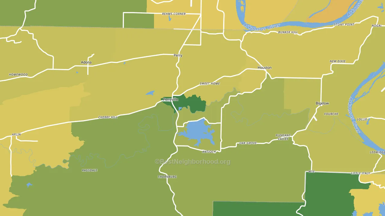 Perry County, AR block-group voter-turnout map