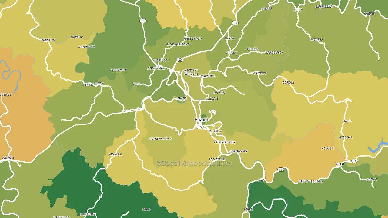 Perry County, KY block-group voter-turnout map
