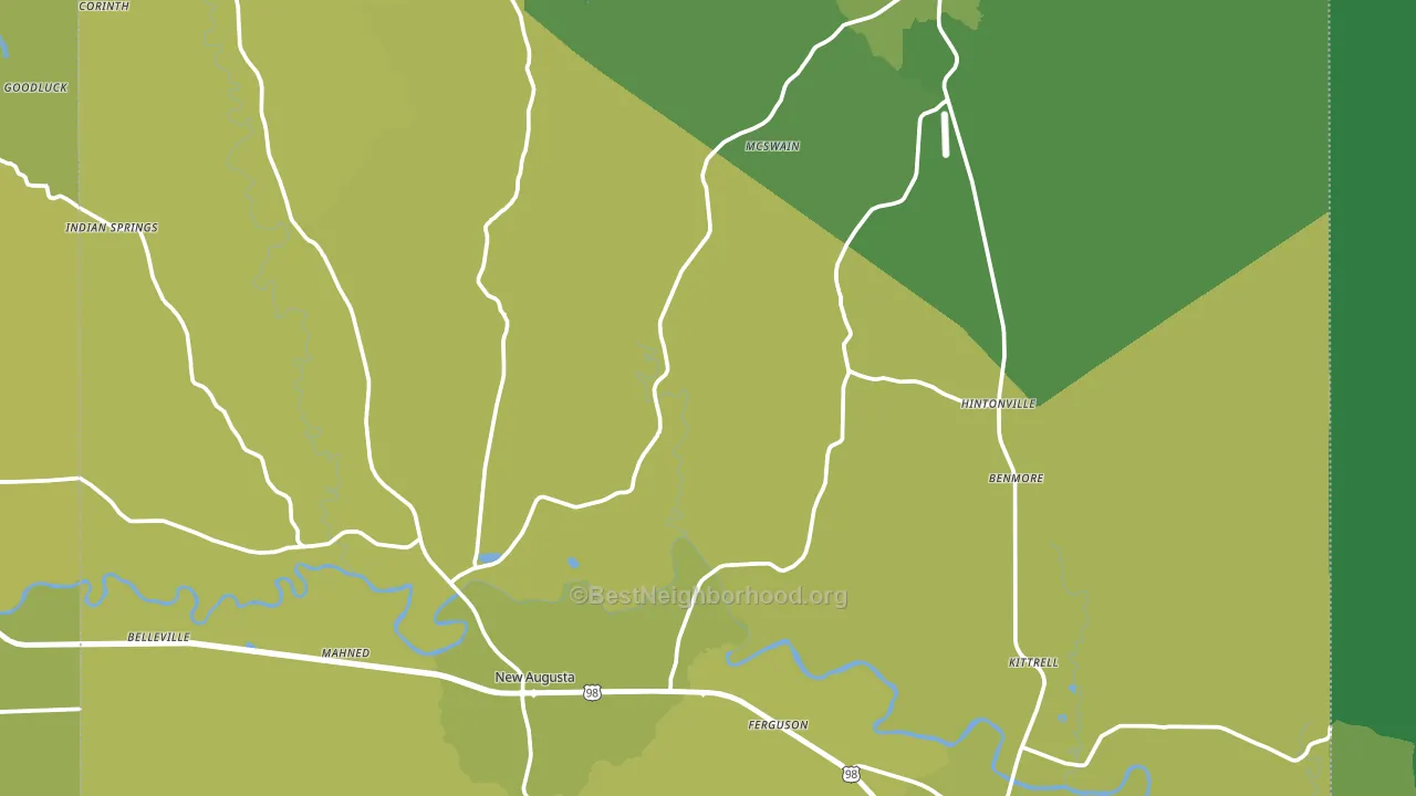 Perry County, MS block-group voter-turnout map