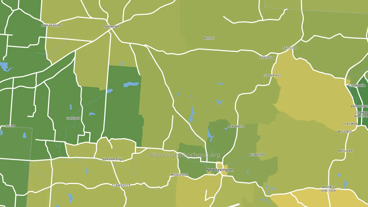 Perry County, OH block-group voter-turnout map