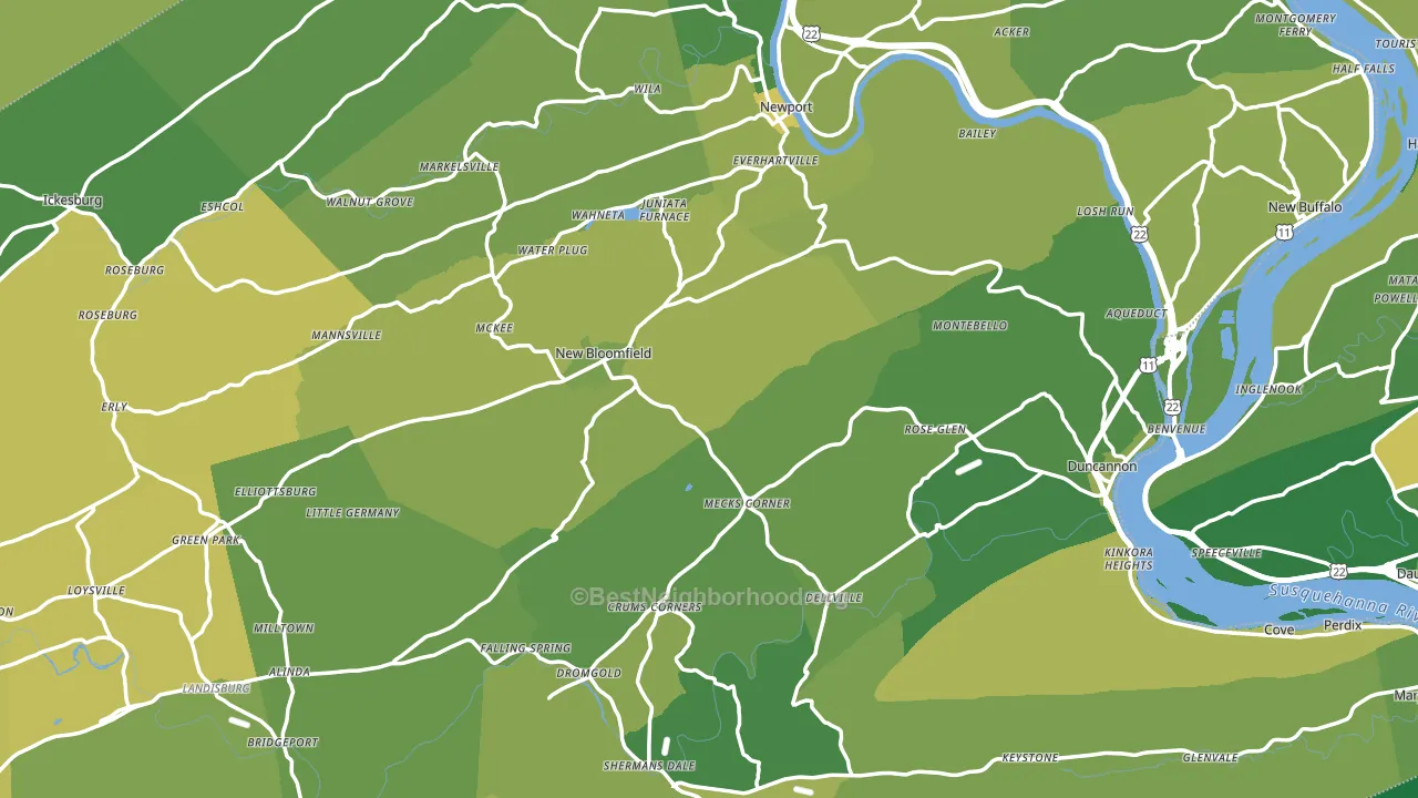 Perry County, PA block-group voter-turnout map