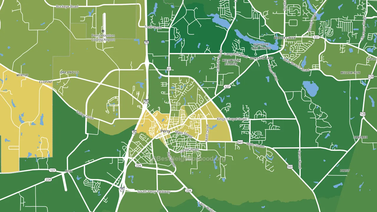 Perry, GA block-group voter-turnout map