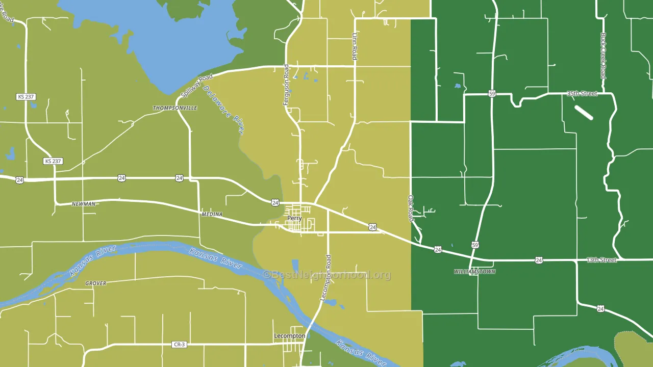 Perry, KS block-group voter-turnout map