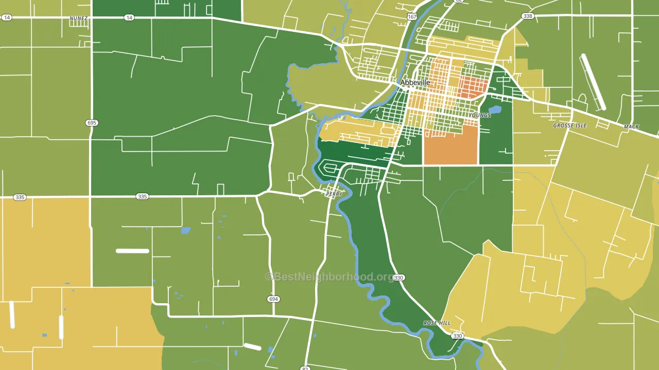 Perry, LA block-group voter-turnout map