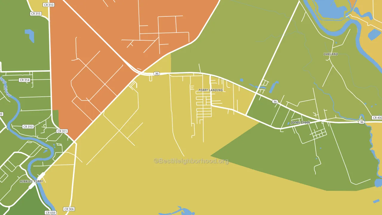 Perry Landing, TX block-group voter-turnout map
