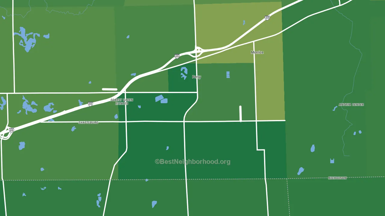 Perry, MI block-group voter-turnout map