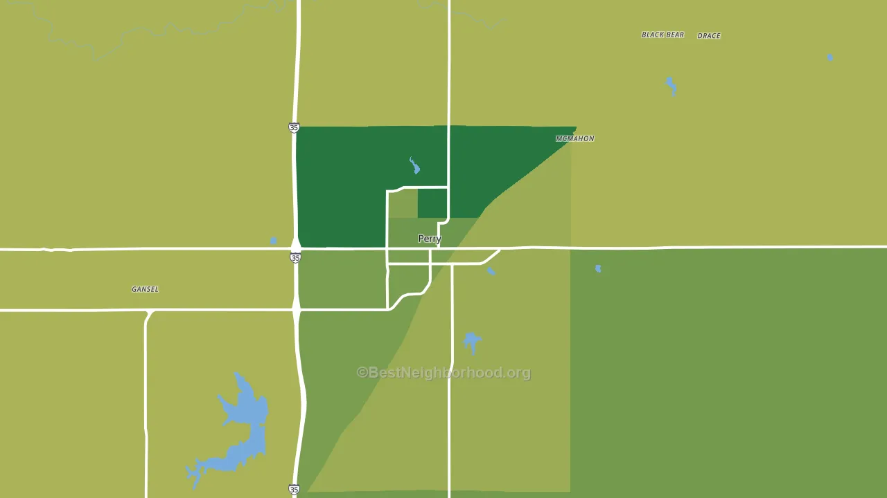 Perry, OK block-group voter-turnout map