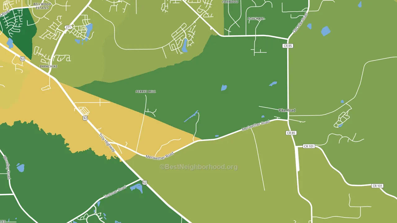 Perrys Mill, AL block-group voter-turnout map