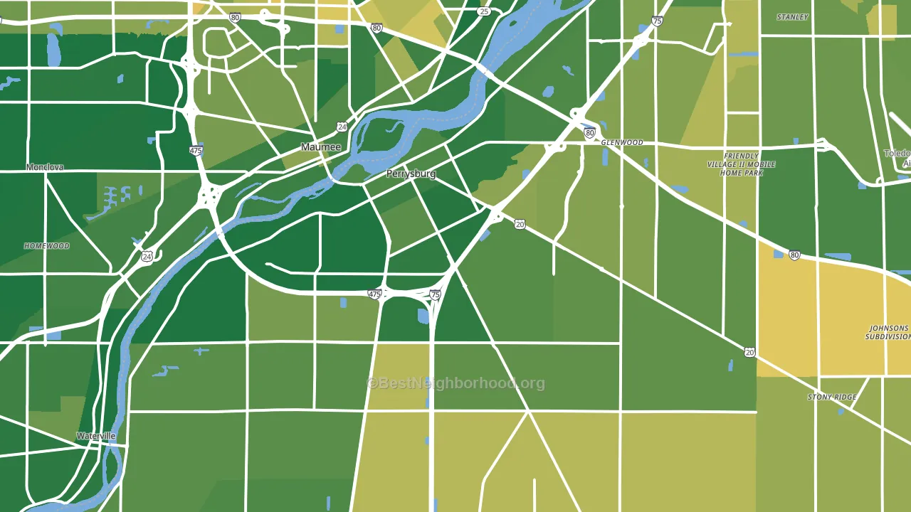 Perrysburg, OH block-group voter-turnout map