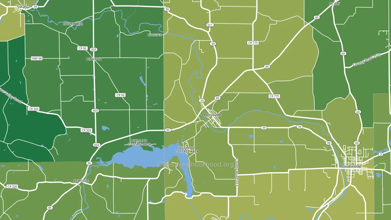 Perrysville, OH block-group voter-turnout map