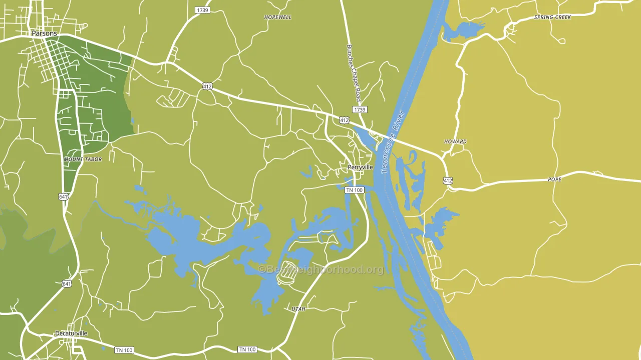 Perryville, TN block-group voter-turnout map