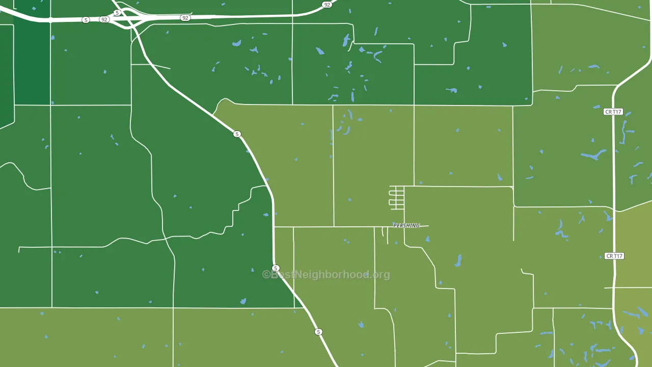 Pershing, IA block-group voter-turnout map