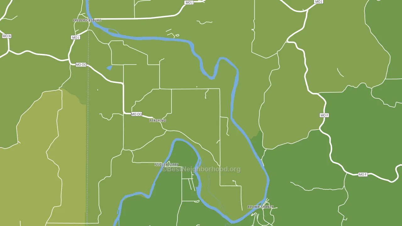 Pershing, MO block-group voter-turnout map