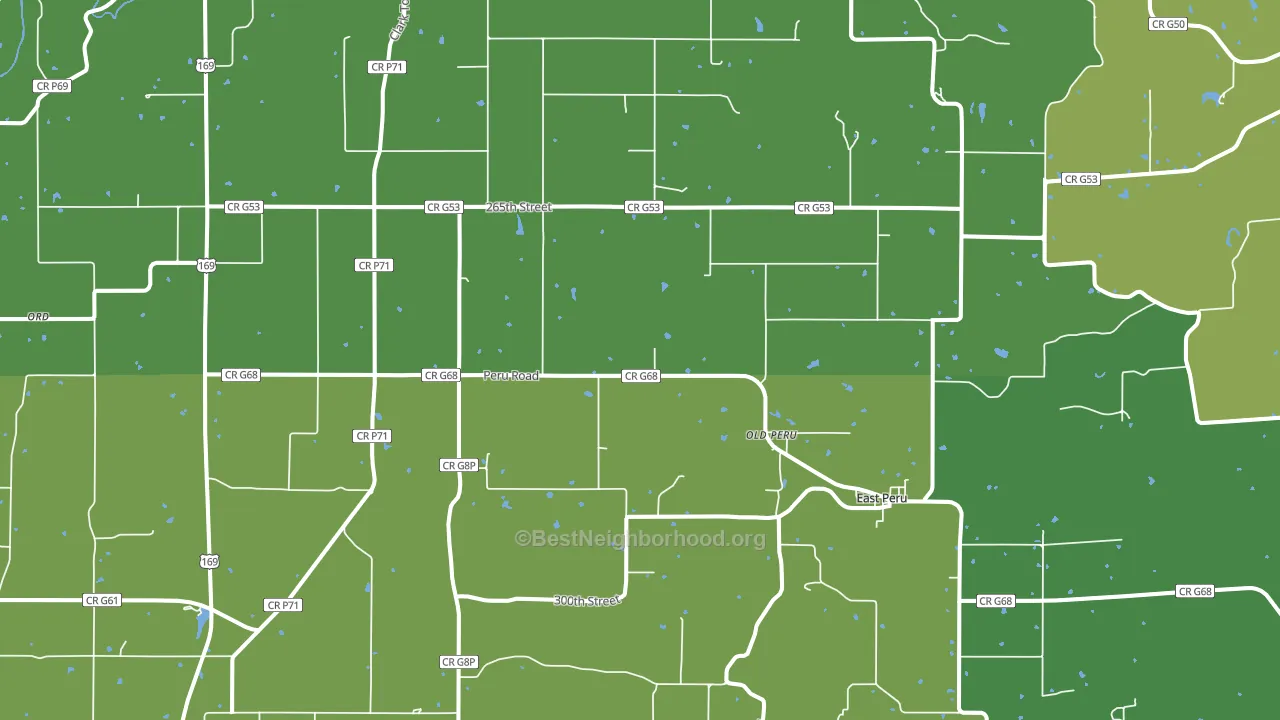 Peru, IA block-group voter-turnout map