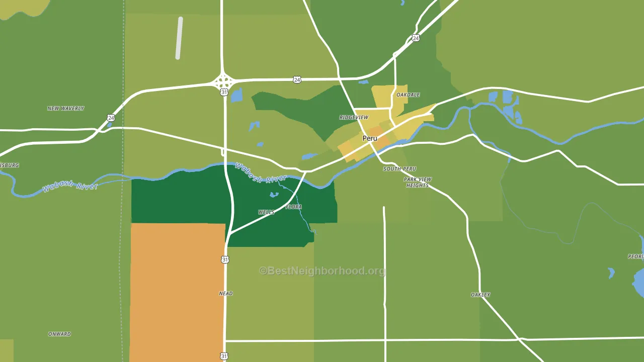 Peru, IN block-group voter-turnout map