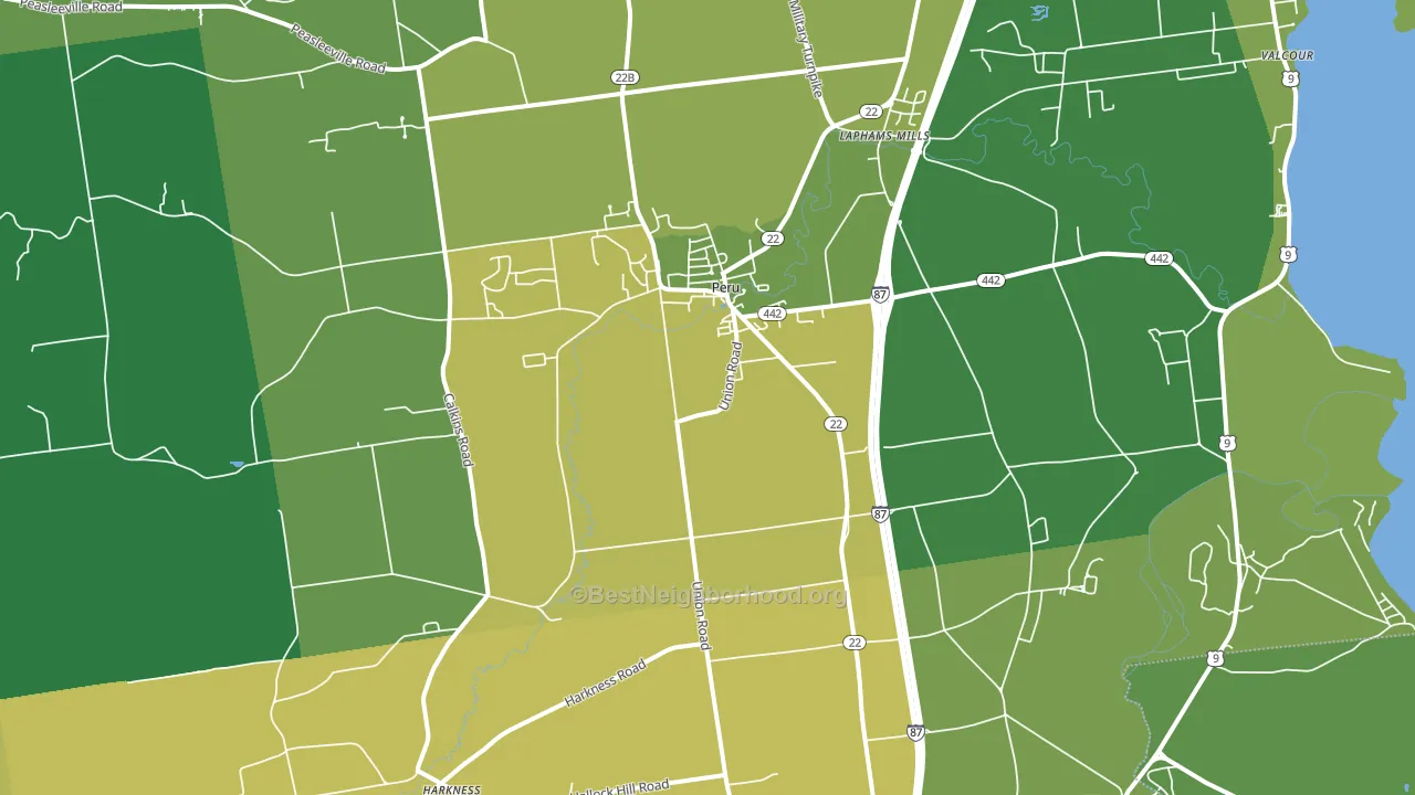 Peru, NY block-group voter-turnout map