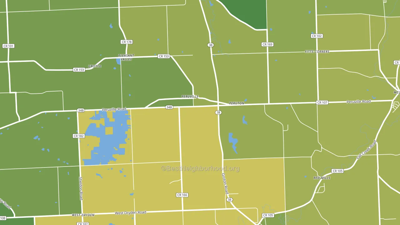 Peruville, NY block-group voter-turnout map