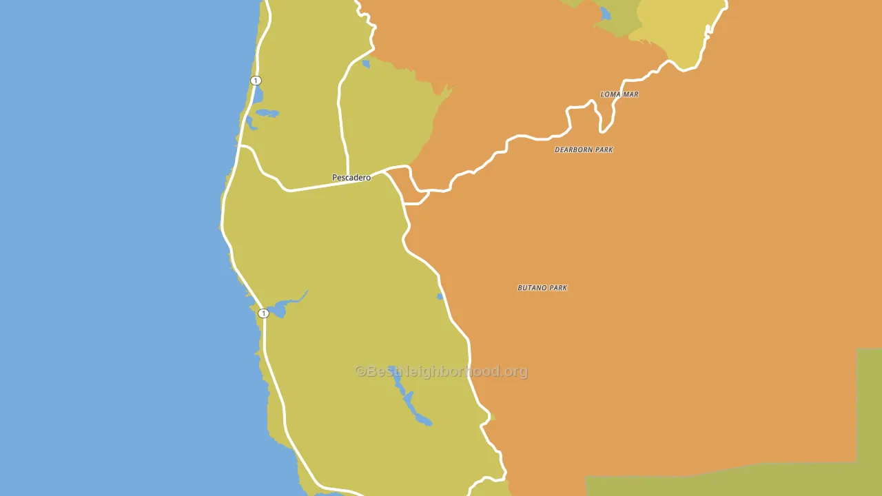 Pescadero, CA block-group voter-turnout map