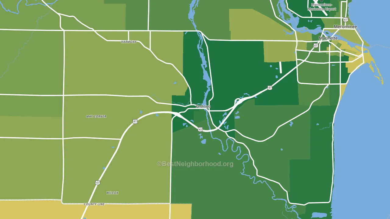 Peshtigo, WI block-group voter-turnout map