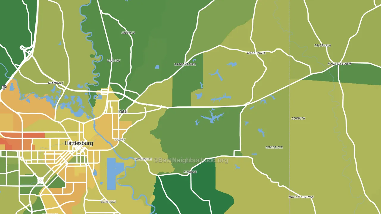 Petal, MS block-group voter-turnout map
