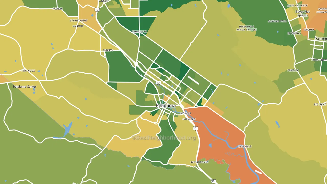 Petaluma, CA block-group voter-turnout map