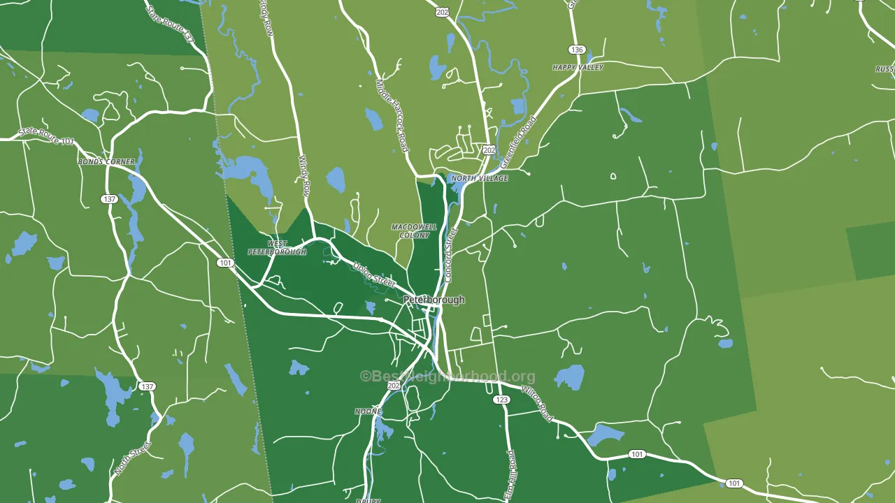 Peterborough, NH block-group voter-turnout map