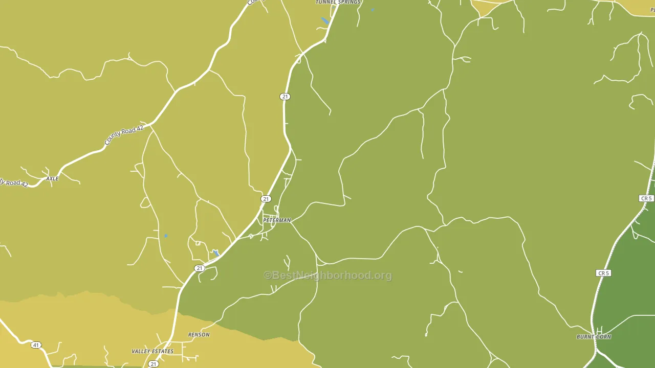 Peterman, AL block-group voter-turnout map