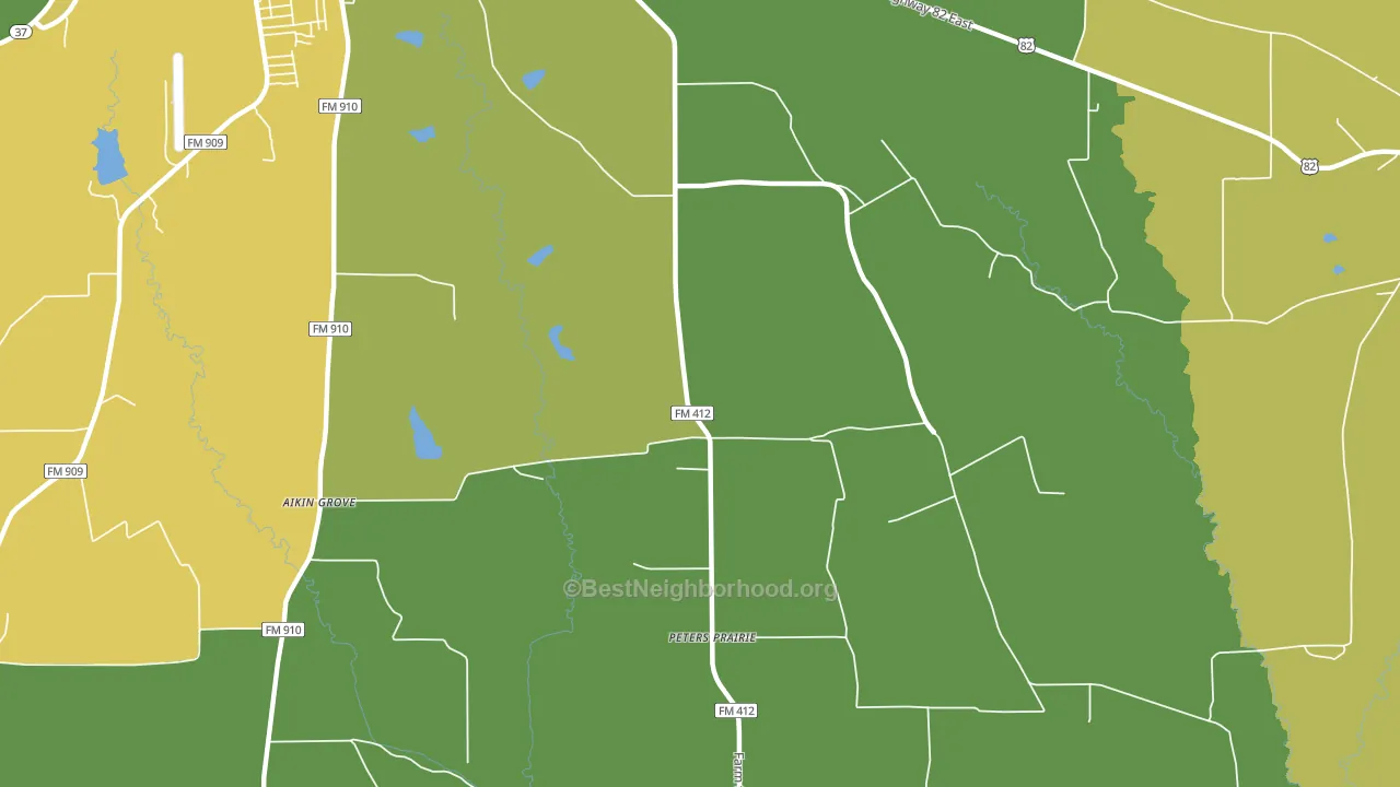 Peters Prairie, TX block-group voter-turnout map