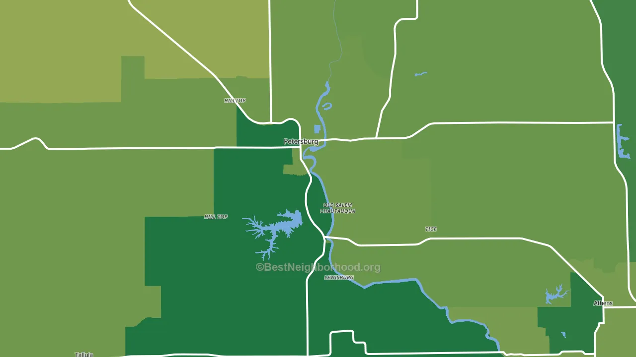 Petersburg, IL block-group voter-turnout map