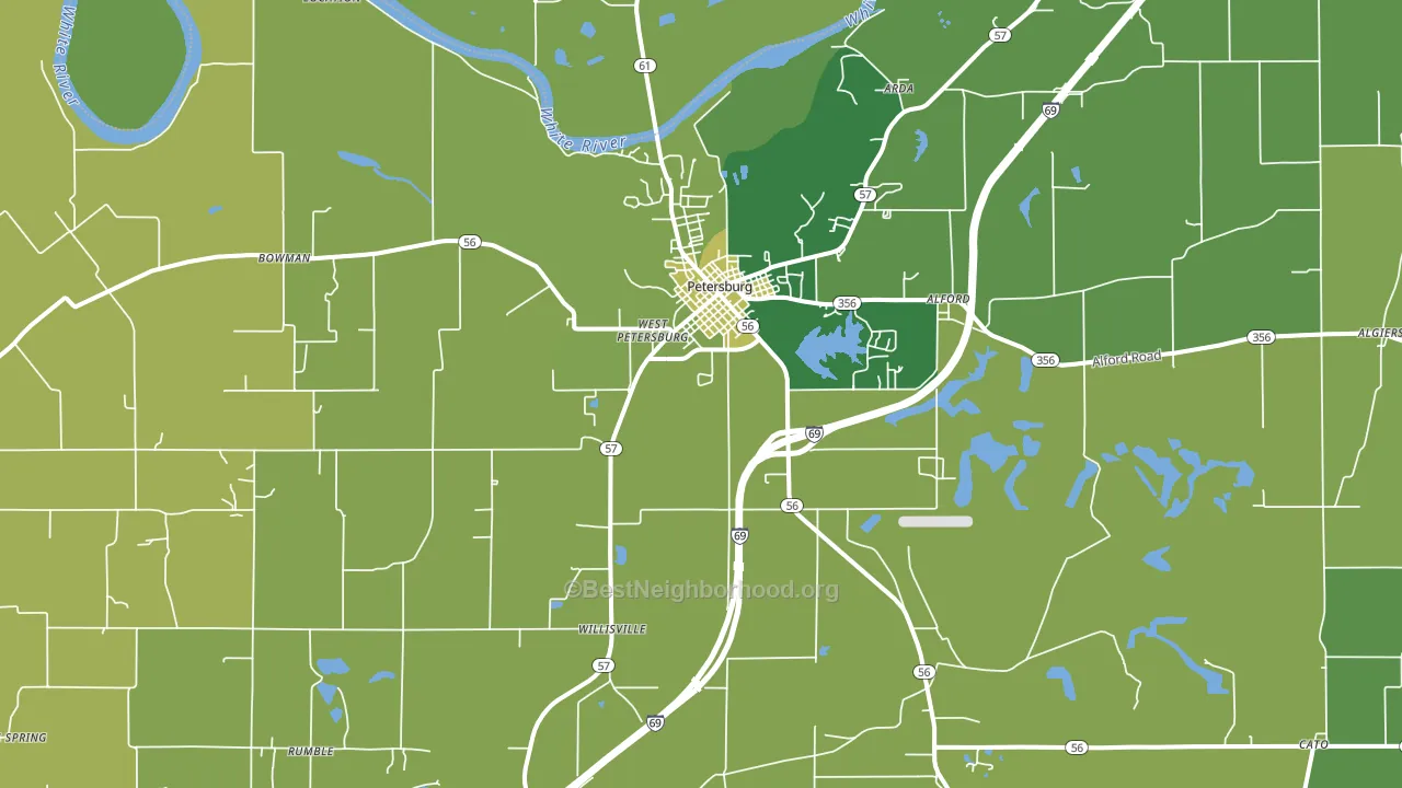 Petersburg, IN block-group voter-turnout map