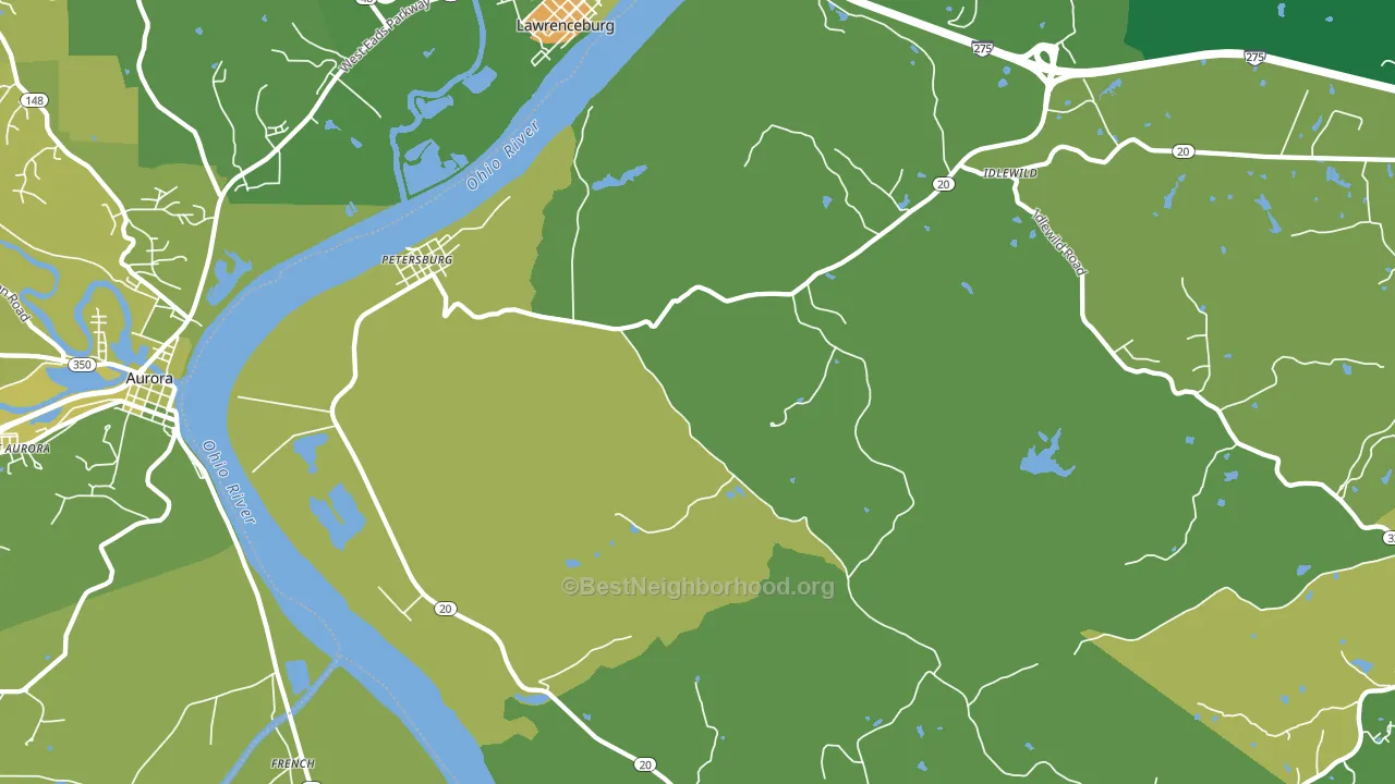 Petersburg, KY block-group voter-turnout map
