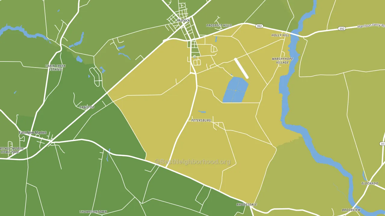 Petersburg, MD block-group voter-turnout map