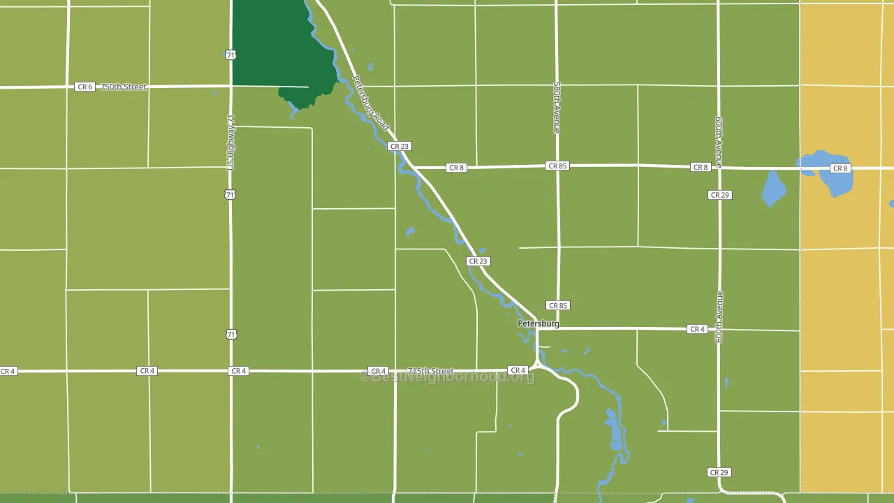 Petersburg, MN block-group voter-turnout map