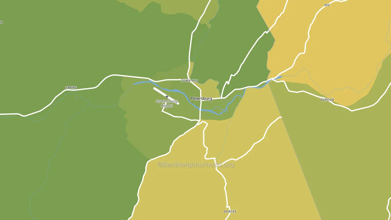 Petersburg, WV block-group voter-turnout map