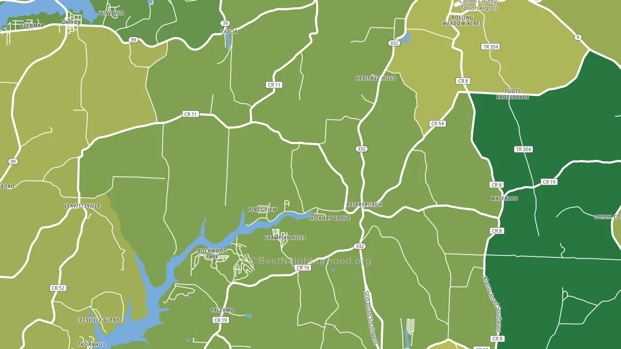 Petersburgh, OH block-group voter-turnout map