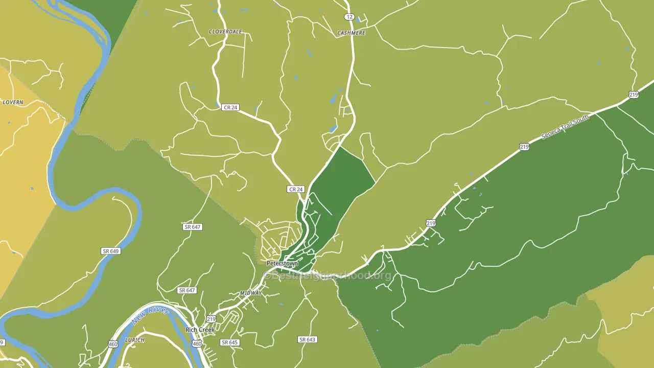 Peterstown, WV block-group voter-turnout map
