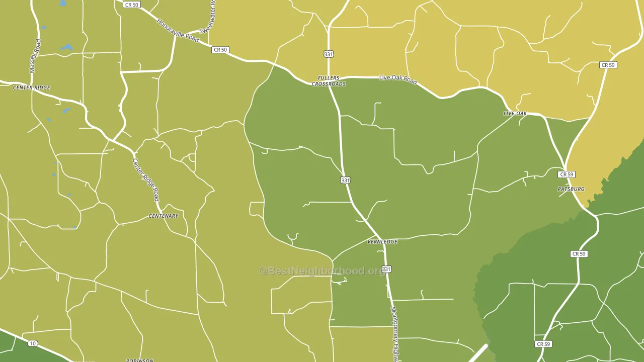 Petrey, AL block-group voter-turnout map