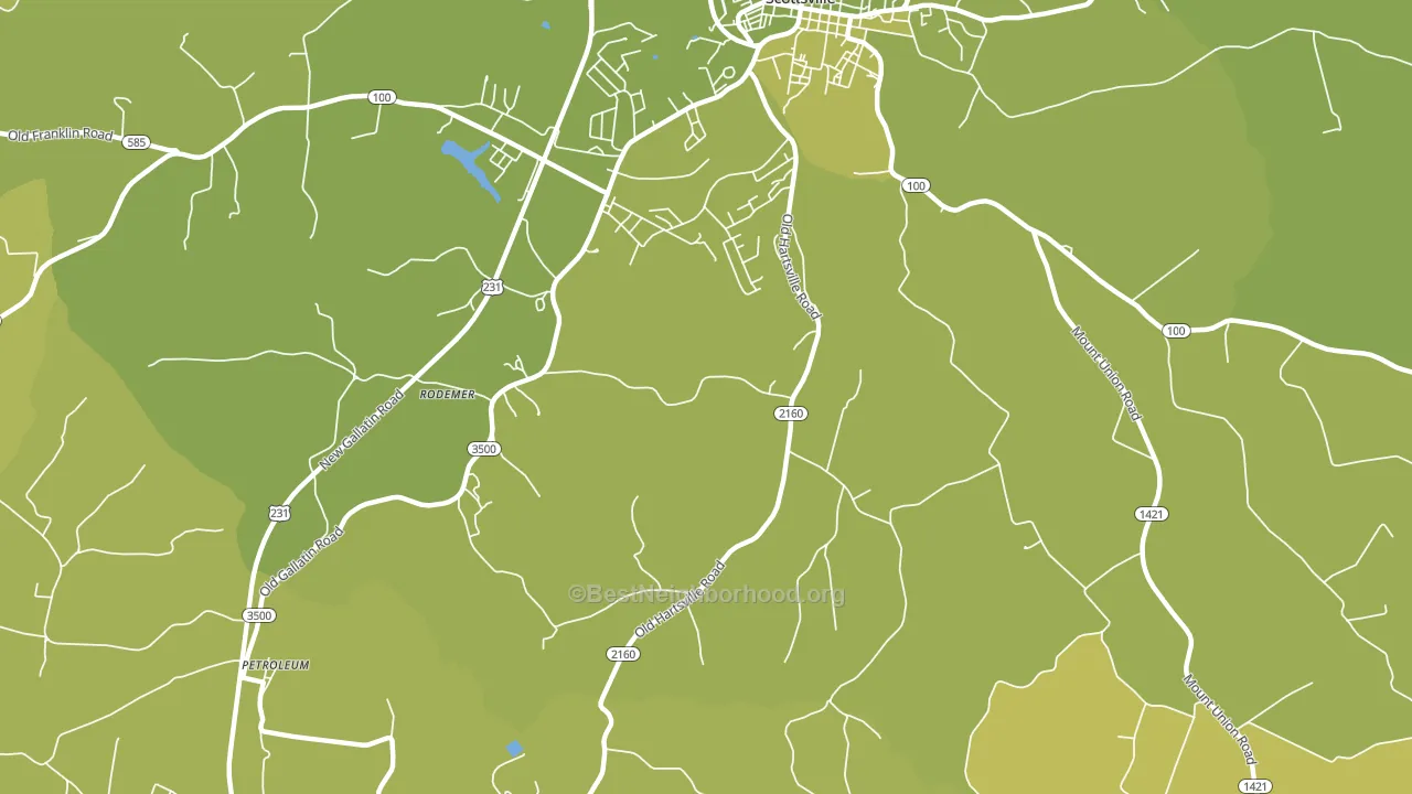 Petroleum, KY block-group voter-turnout map