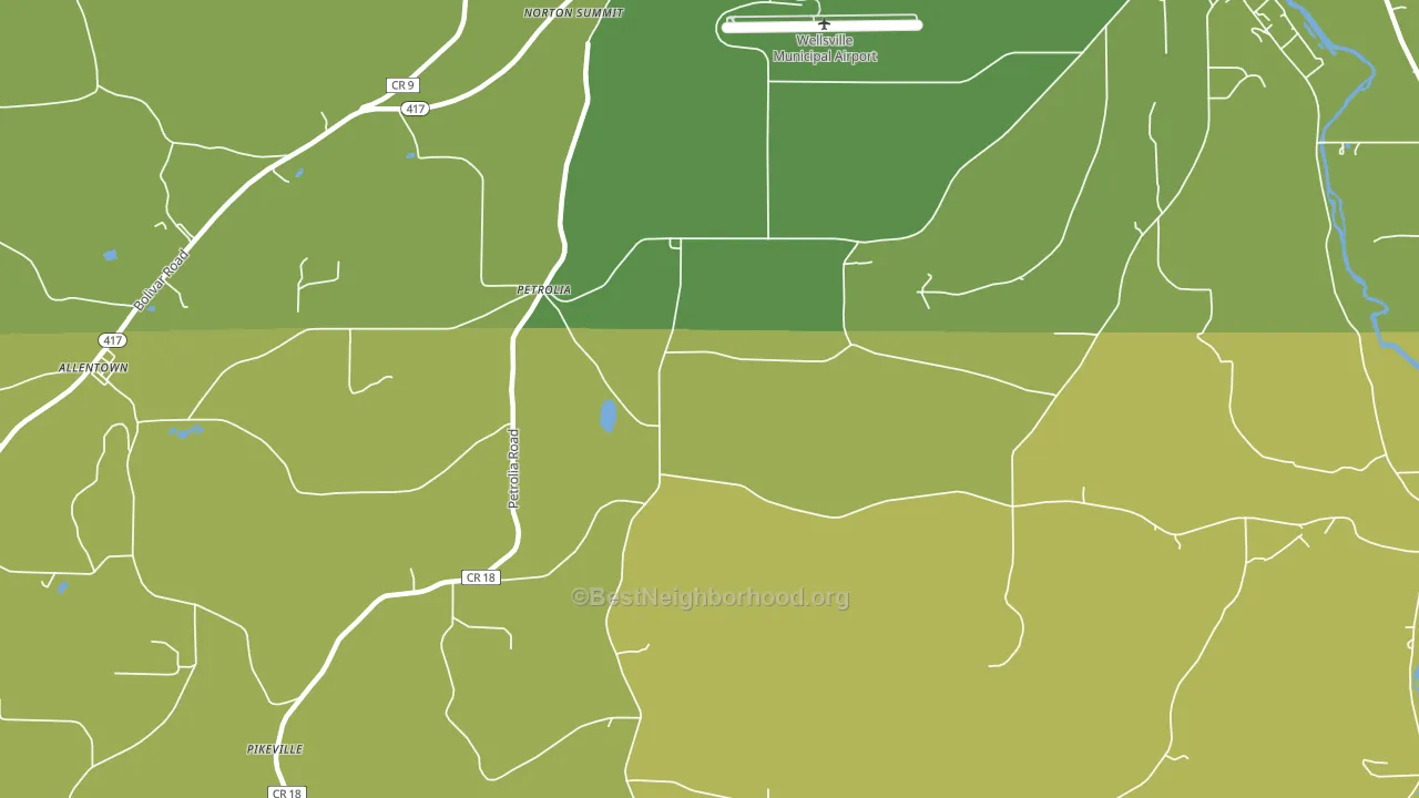 Petrolia, NY block-group voter-turnout map